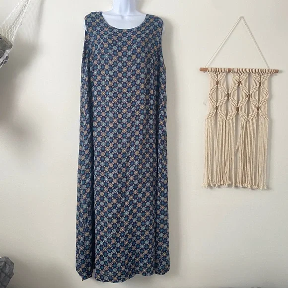 Sag Harbor Reversible Floral Maxi Dress Y2K Vintage Boho Summer Slip Dress- XL - Picture 2 of 10